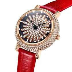 Fashion Women Watches Unique Rotatable Dial Rose Gold Watches for Women Rhinestone Luxury Top Brand Quartz Ladies Watch Gift