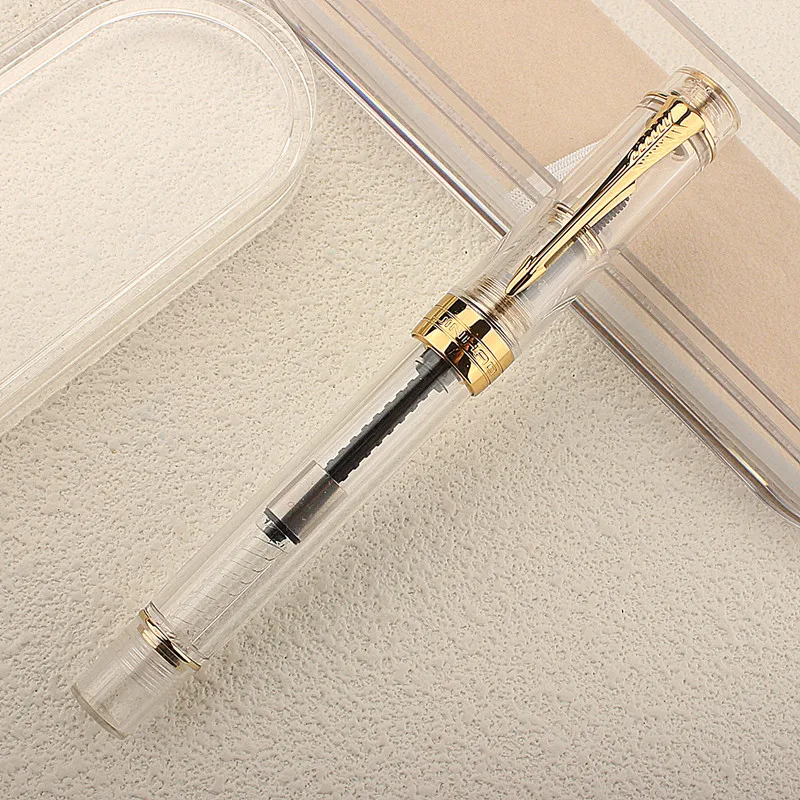 jinhao resina caneta tinteiro extra fine nib cor transparente caneta de luxo escritorio e papelaria escolar escrita suprimentos ef f m 100 01