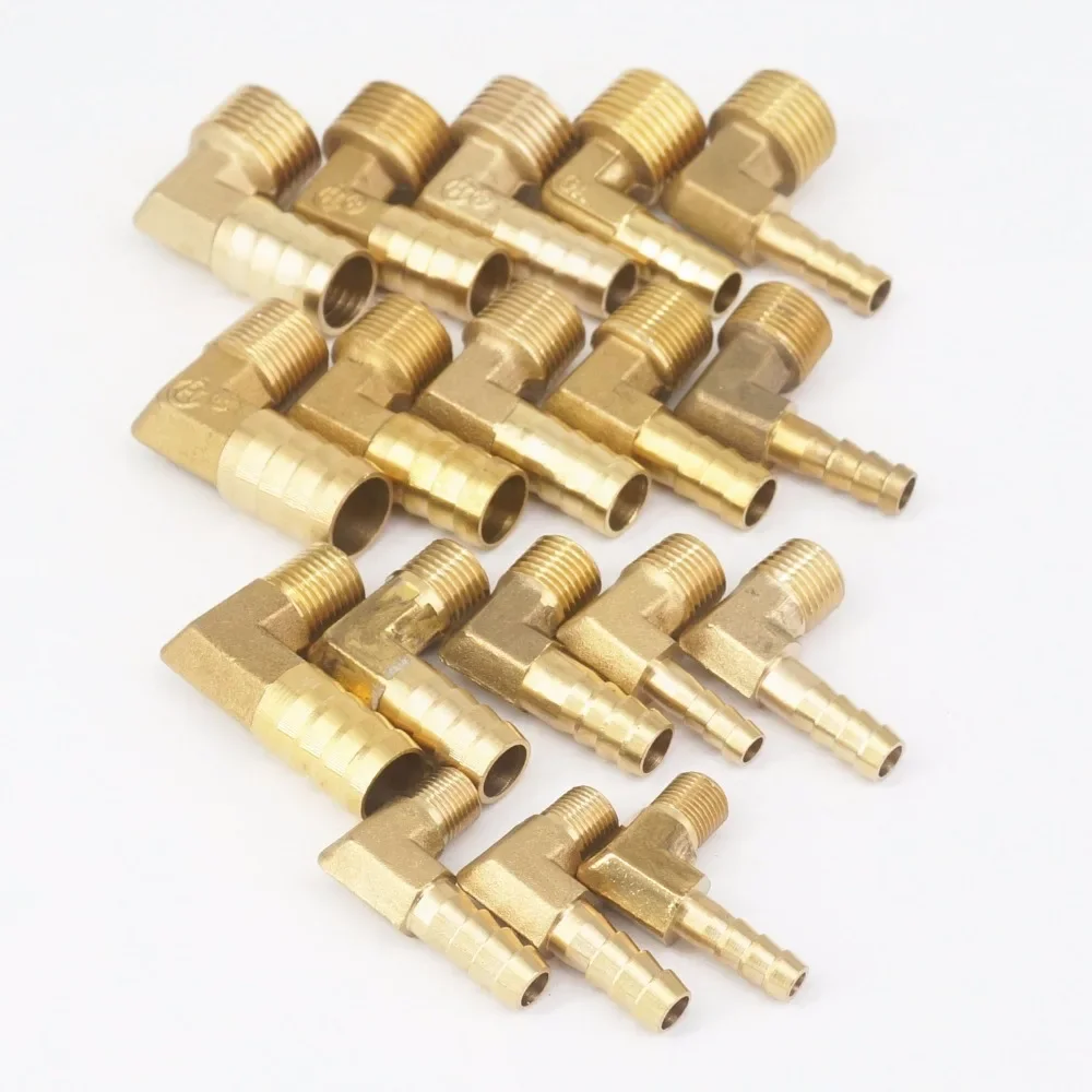 LOT 2 Hose Barb I/D 6mm 8mm 10mm 12mm 14mm 16mm x 1/8" 1/4" 3/8" 1/2" BSP Male ELbow Brass Coupler Connector Fittings Connectors