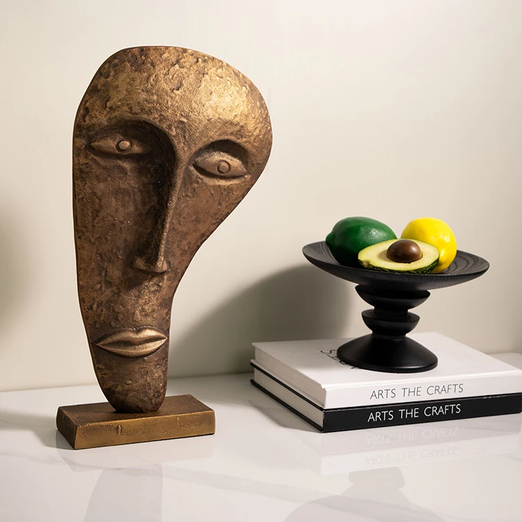 Modern Simplicity Desktop Decoration Resin Ornament Yellow Ancient Civilization Mask Ornaments