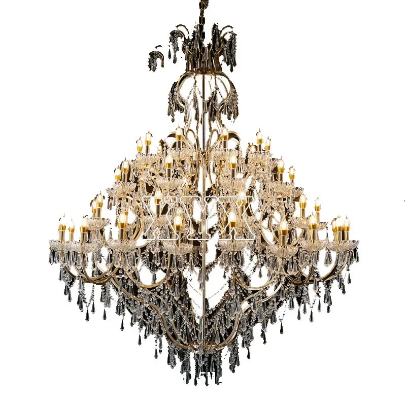 

Hall electroplated wrought iron crystal chandelier wedding hotel ceremony pavilion ceiling