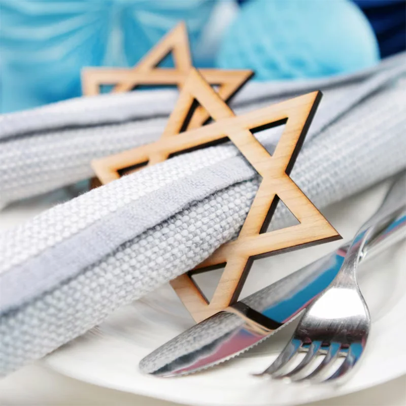 5pcs Star Of David Wooden Napkin Rings happy Hanukkah Chanukah Passover Jewish Holiday dinner Table decoration housewarming gift