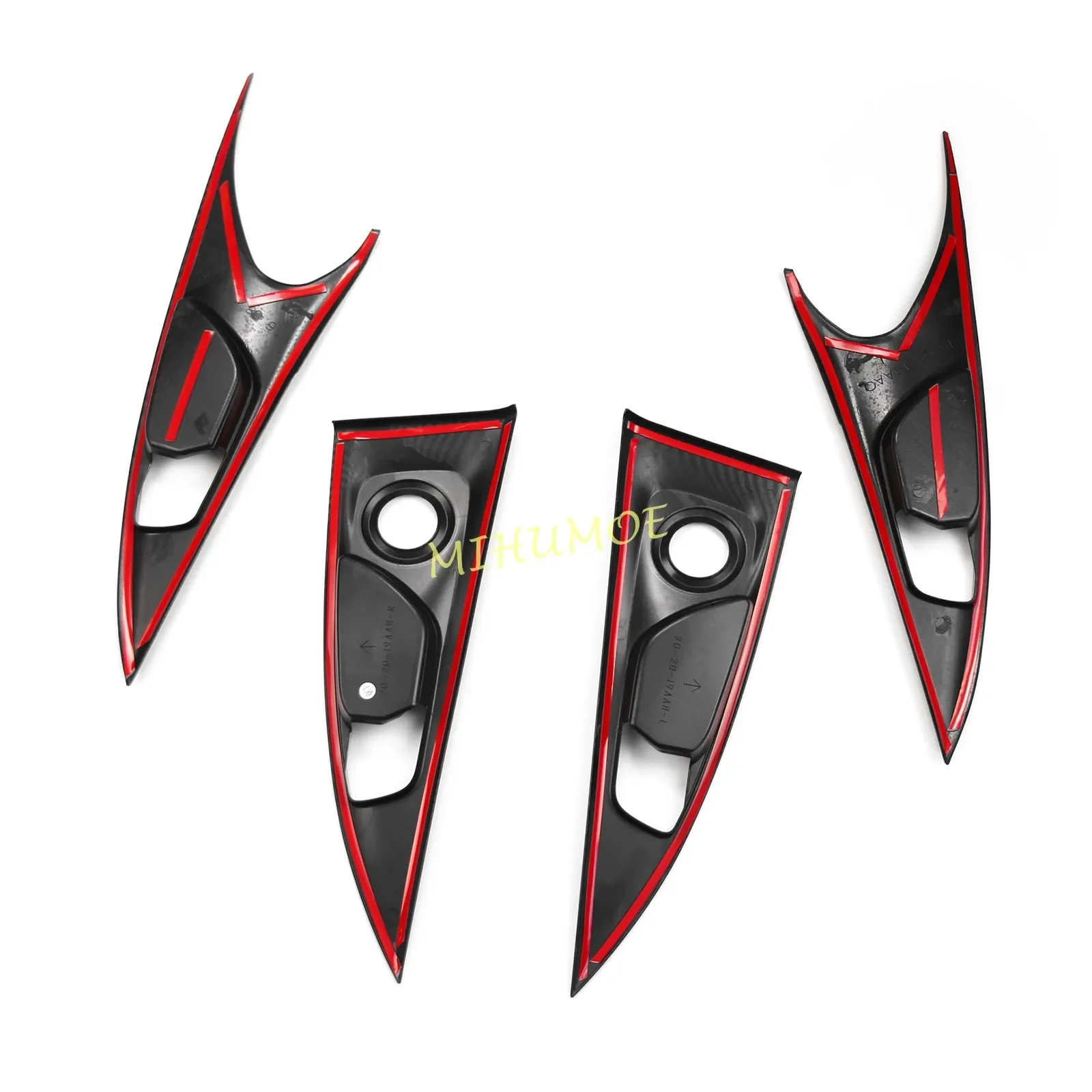 Carbon Fiber Interior Door Handle Surrounds Trims Decoration For 2017-2021 Honda Civic Hatchback Type R