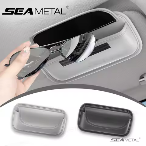 SEAMETAL Car Sun Visor Glasses Case Pu Leather Wear-Resistant Sunglasses Holder Storage Box Universal Eyeglasses Organizer Bag