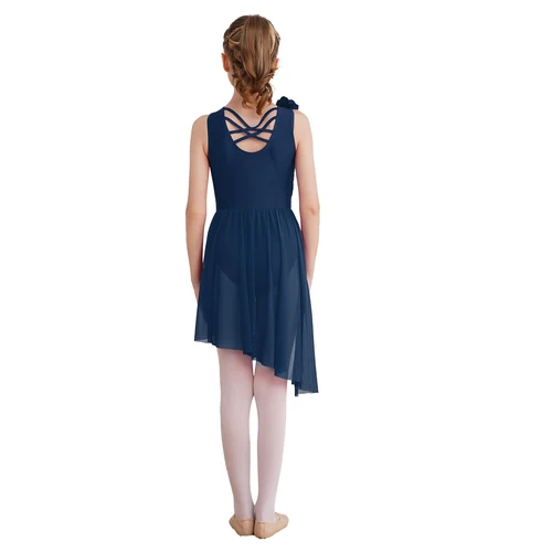 Imagen 2 del producto Vestido de baile lírico para niñas, leotardos de Ballet y gimnasia, disfraz de patinaje artístico, lentejuelas brillantes, Ropa de baile de rendimiento contemporáneo