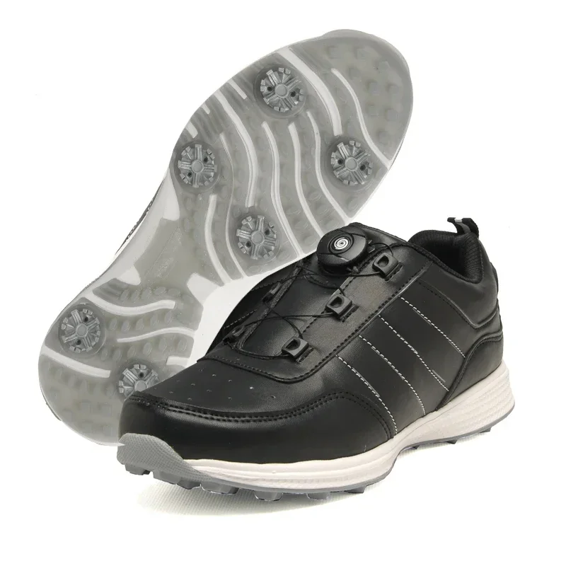 

Waterproof Leather Spikes Golf Shoes Mens Comfortable Button Buckle Golf Sneakers Men's Anti-skid Spikes Golf Shoes Size 38-46