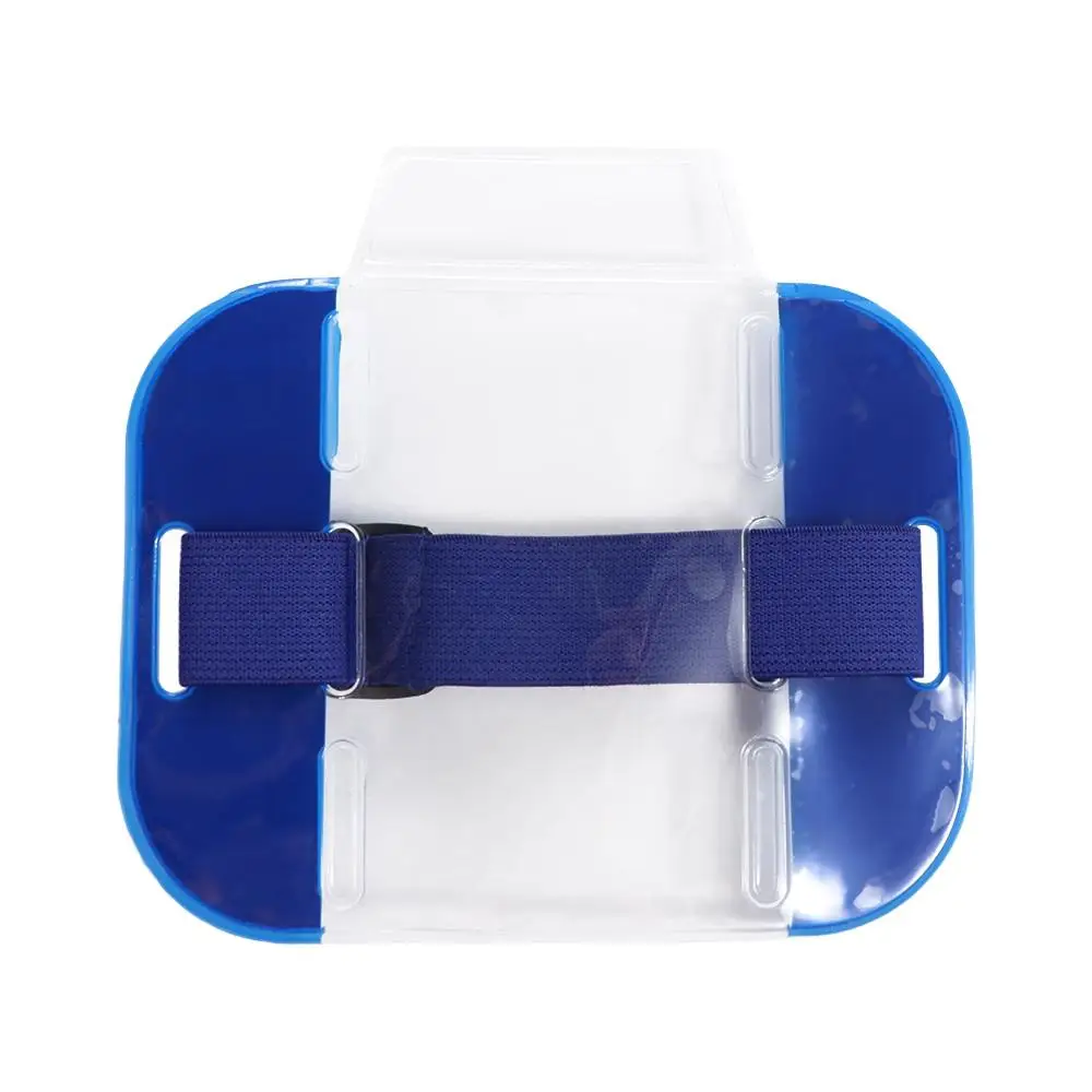 Borsa per fascia elastica da braccio portatile Borsa per carte da uomo in PVC Porta badge identificativo Custodia per carte di credito Fascia per foto Fascia da braccio elastica trasparente