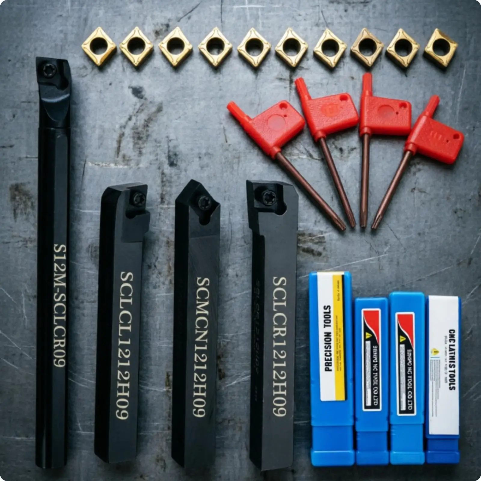 4 Pieces Colored Handle Lathe Tool Holder Carbide Insert Holder Set Black