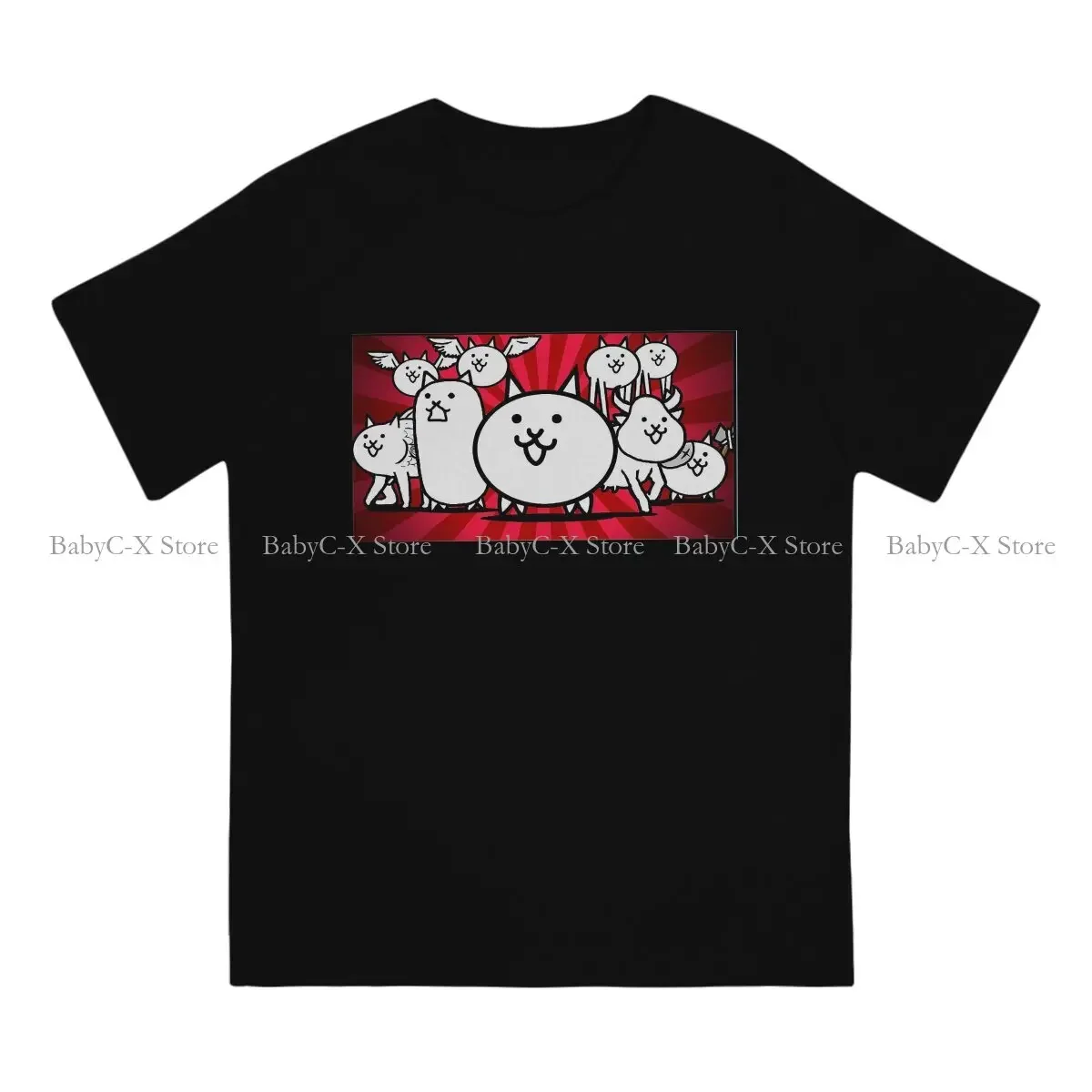 Nyanko Great War Harajuku TShirt The Battle Cats Cat Game Creative Streetwear Casual T Shirt Men Tee Unique Polyester