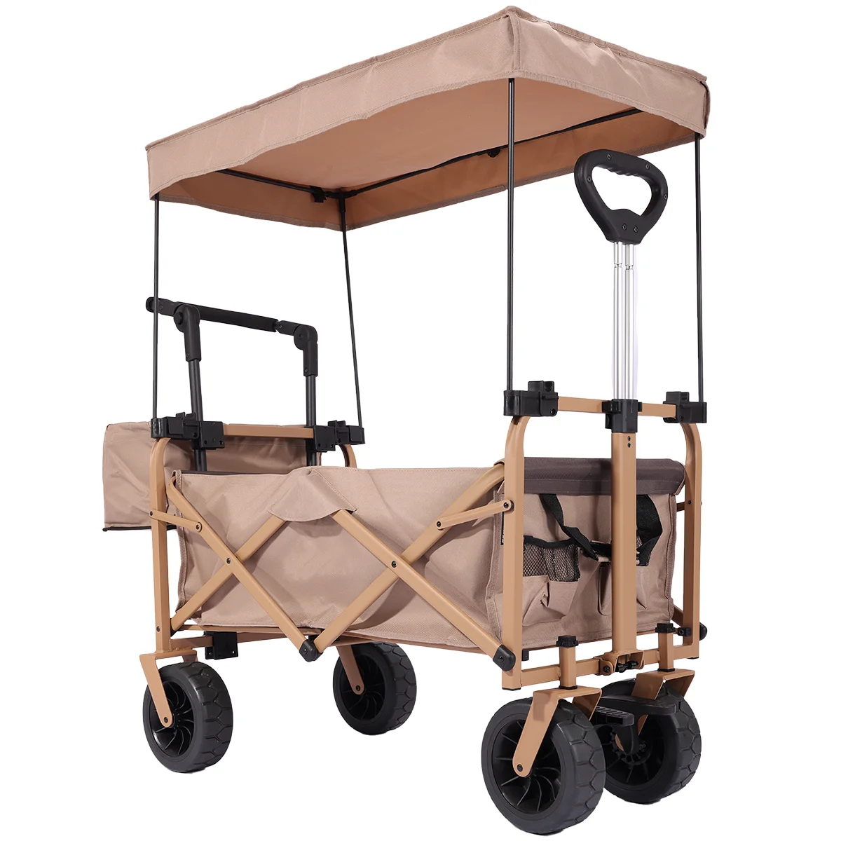 

Wholesale Portable Folding Wagon Cart with Conapy and Push Rod Foldable Outdoor OEM Customized Aluminum Camping Trolley Cart