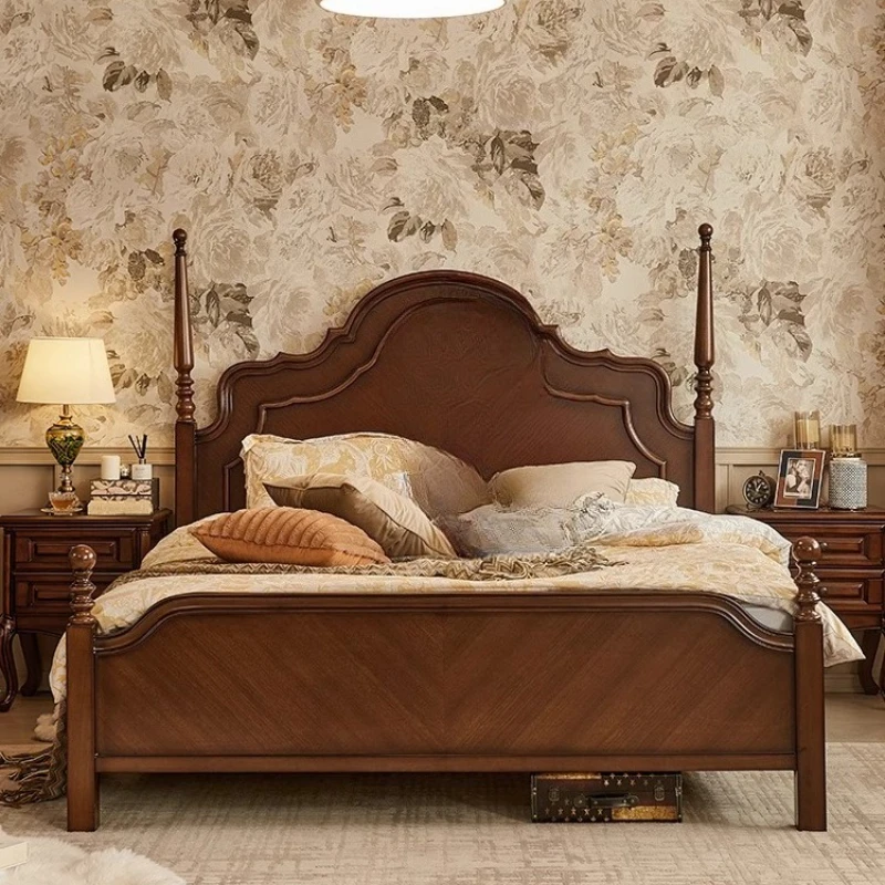 Aesthetic Nordic Bed Leg Support Under Storage Bedroom Double Luxury Bed Wood Cama De Lujo Para Dormitorio Home Decoration