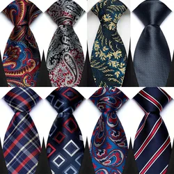 Luxury 8CM Mens Necktie Plaid Stripes Floral Tie For Man Groom Jacquard Woven Neck Tie For Business Wedding Party
