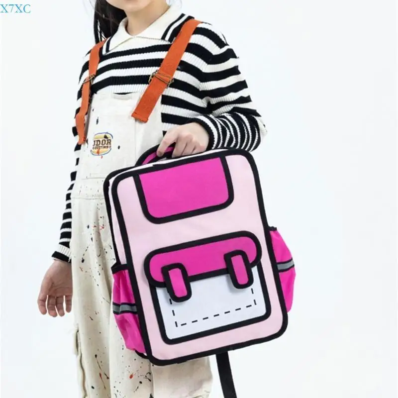 X7XC Fun Daypack with Anime Paper Designs School Bag Casual Book Bags Backpack for School Trips and Daily Adventures