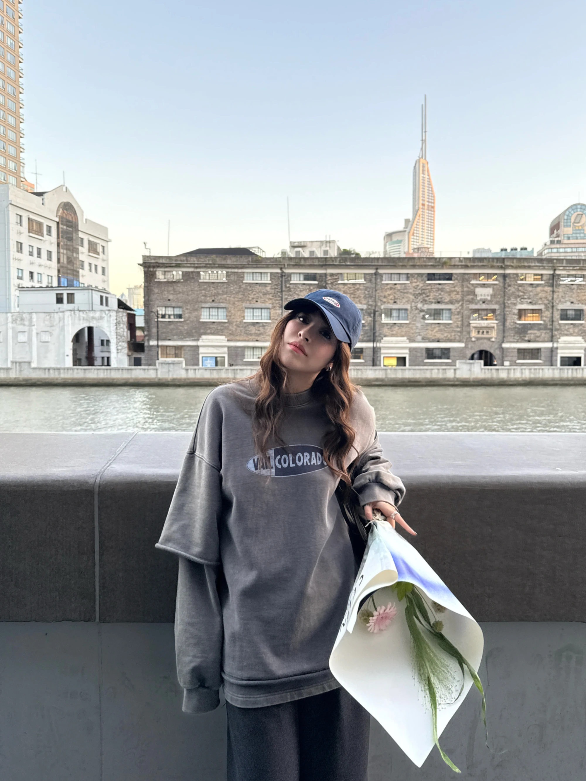 

Повседневный свободный свитшот с длинными рукавами и принтом, осенне-зимний, женский, удобный, хлопковый, с круглым вырезом