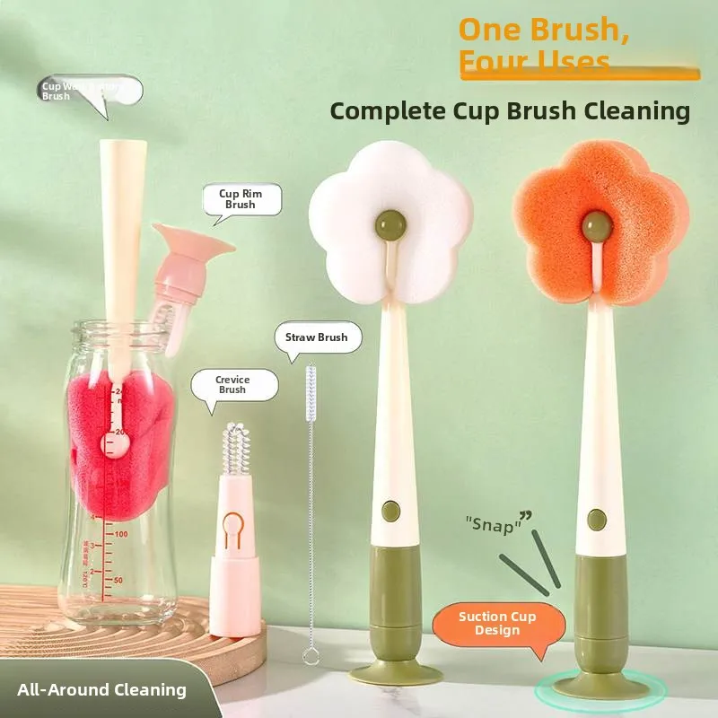 

Щетка для чистки стаканов на присоске 3-в-1: многофункциональная щетка с длинной ручкой для дома, для чистки стаканов и соломинок, бытовые инструменты