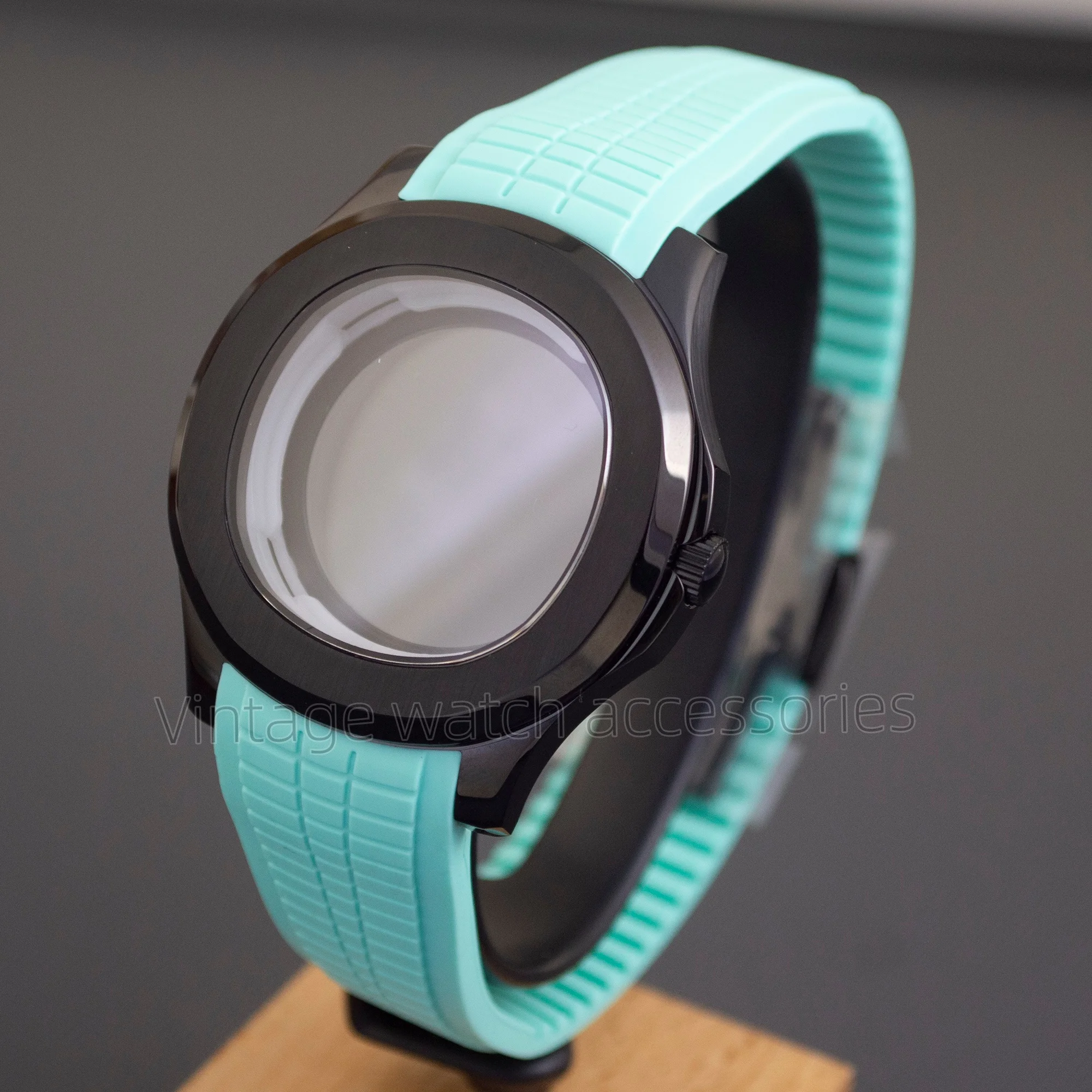 

42mm Men Stainless Steel Watch Case Rubber Strap Sapphire Glass For Seiko NH35 NH36 NH38 Movement 32mm Dial AQUANAUT Nautilus