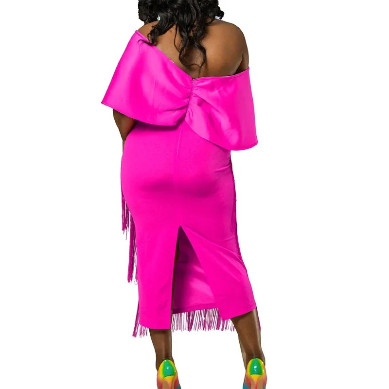 African Dress For Women Tassels V-Neck Off The Shoulder Backless Daily Evening Party Long Maxi Dress African Dresses 2023 Summer