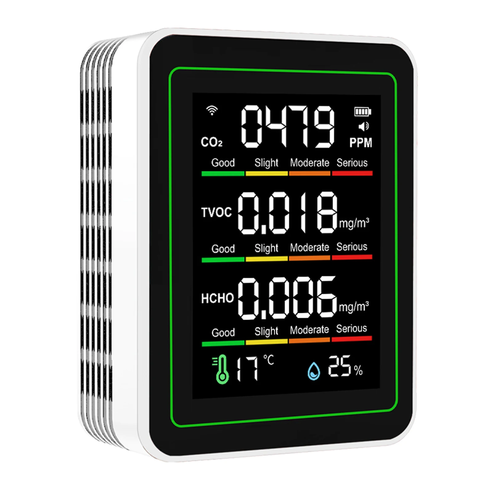 2025 New 5-in-1 Air Quality Monitor with WiFi CO2 HCHO TVOC Temperature Humidity Tester Formaldehyde Monitor For Home Office Car