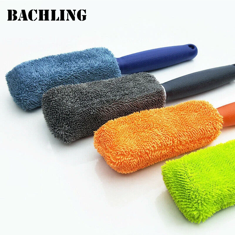 2Piece Car Wash Brush Microfiber Tire Scrubber Wheel Brush Trunk Dust Remover Car with Plastic Handle Auto Washing Cleaner Tools