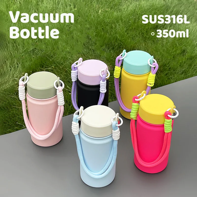 

350ml Mini Student's Sports Thermal Water Bottle With Handle,Double-layer Stainless steel Vacuum Thermos Cup,Outdoor Drinkware