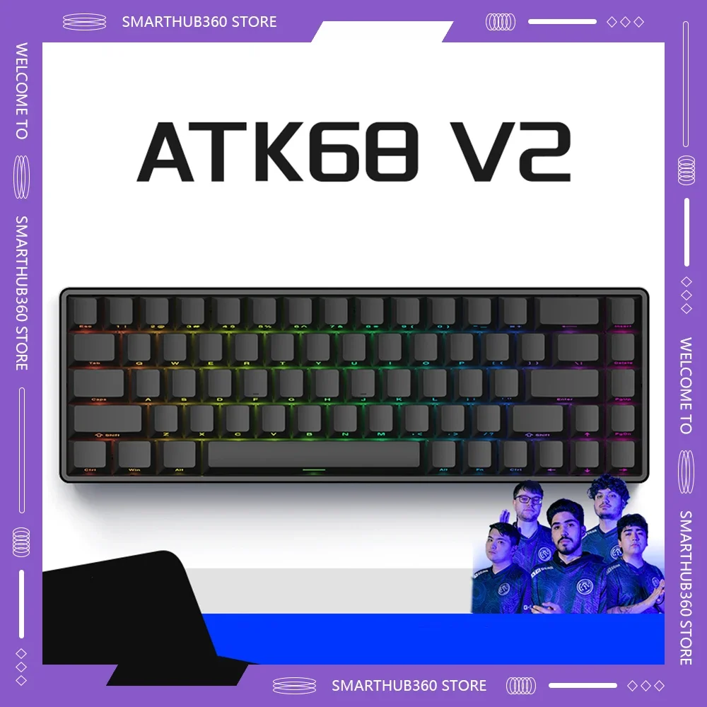 Atk68 V2 Gamer Mechanical Keyboard RGB Backlight Hot Swap Low Delay Wired 8000hz Customize Gaming Accessories Windows Macos