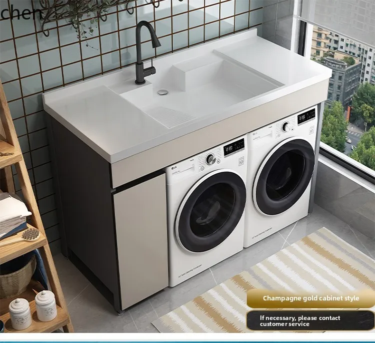 HT dual position washing machine dryer combination balcony upper basin washbasin with washboard protective slot