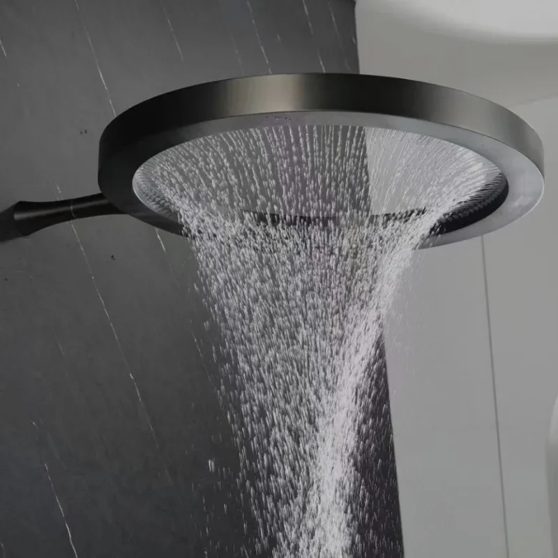 50x50cm Brush Gold Gray Basketball Hoop Design Pressure boost Ceiling Bathroom Wall Mounted Shower Head Rainfall Brass