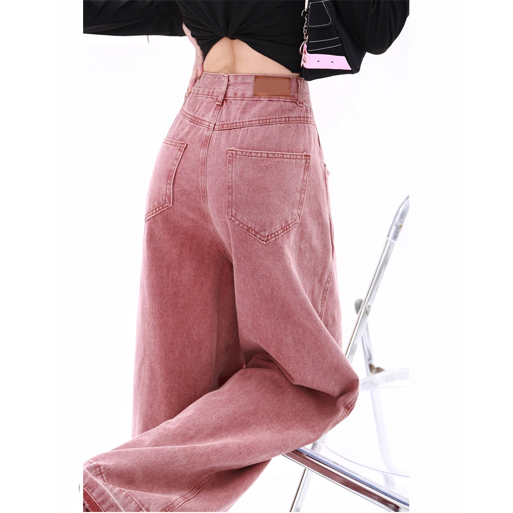 Vintage Retro Star Stickerei Streetwear übergroße Jeans Frauen hoch taillierte gewaschene Mutter Jeans hose weites Bein Cargo hose