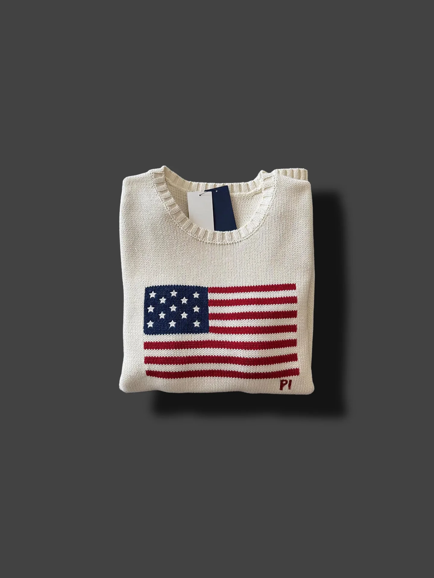 

Свитер с вышивкой в американском стиле ретро, свитер с длинными рукавами и круглым вырезом, свободный крой, вязаный Y2k, повседневный свободный пуловер, свитер, пуловер, топы, одежда