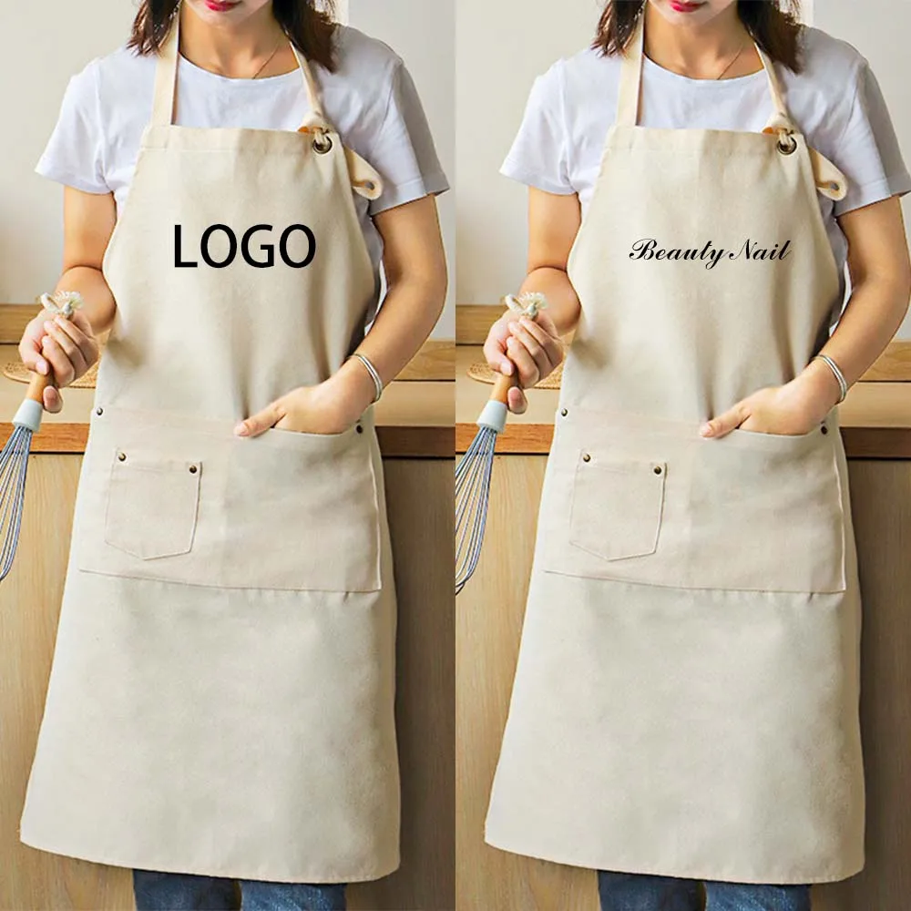 

Printing Embroidered Logo Comfortable Kitchen Cooking Apron Milk Tea Shop Flower Shop Catering Apron