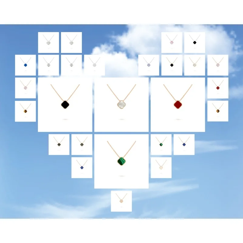 Best-Sellin 925 Silver Necklace Advanced Texture Clover Flower Shell Enamel Man And Women Delicate Necklace Jewelry