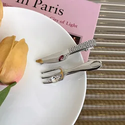 UXSL Creative Rhinestone Metal Knife Fork Hair Clips Women Girls Personality Y2K Hairpins Barrettes Fashion Hair Accessories New