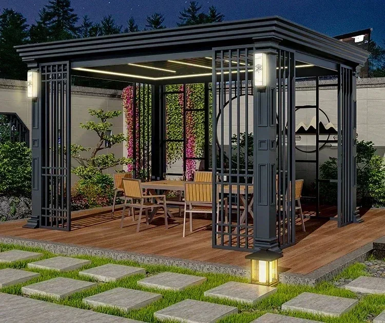 Aluminum alloy pavilion outdoor courtyard villa louver pavilion outdoor intelligent electric sun room terrace sunshade