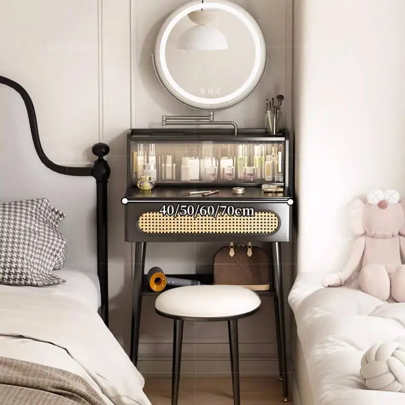 

Makeup Vintage Vanity Desk Mirror Glass Drawers Organizer Drawers Vanity Desk Bedroom Compact Salon Coiffeuse Chambre Furniture