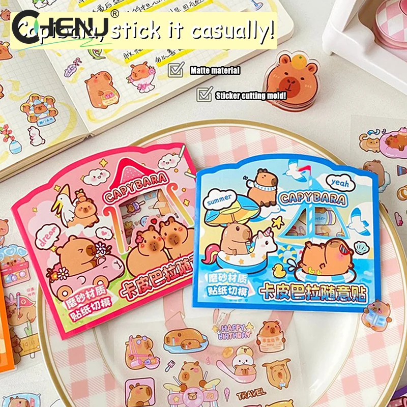 3Sheets Transparent Kawaii Anime Capybara Sticker Cartoon Waterproof Capybara DIY Handbook Decoration Children Stickers Gifts image 3