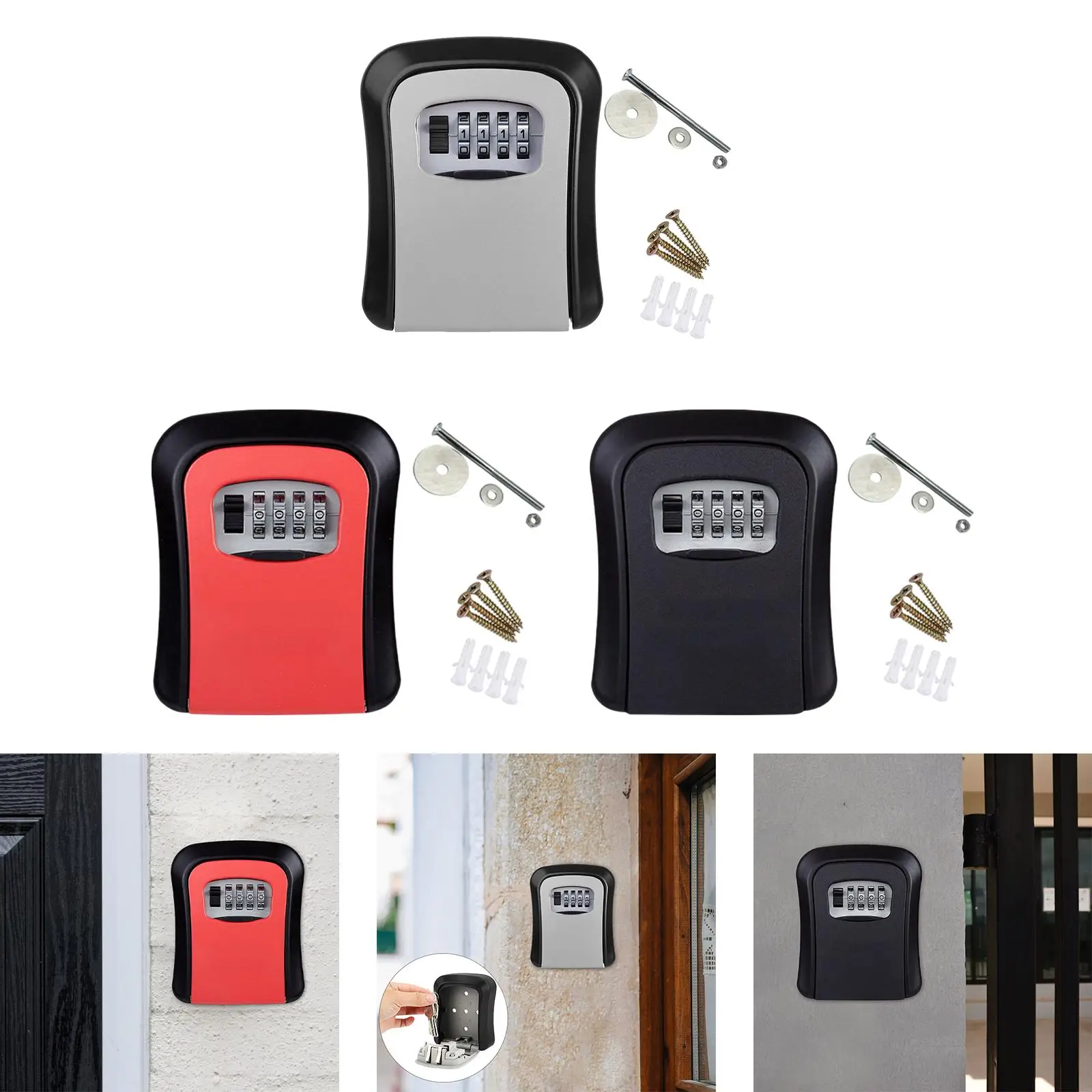 Outdoor Key Storage Lock Box 4 Digit Combination for Home Garden