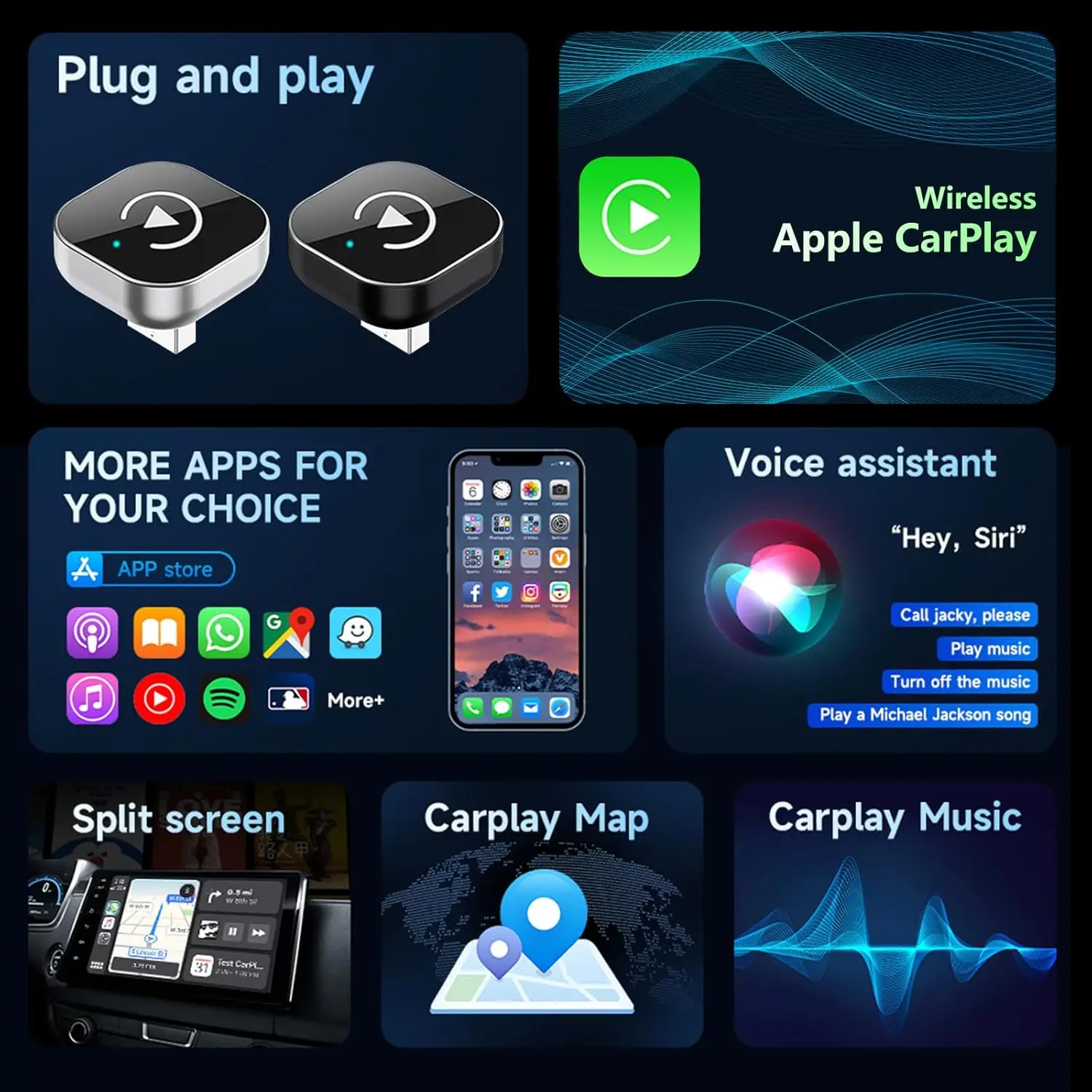 محول تلقائي صغير CarPlay Android من Universal - قم بتوصيل وتشغيل USB دونجل لشركة فولكس فاجن/تويوتا/فورد/بنز/نيسان/هوندا/BMW - Auto Co #6