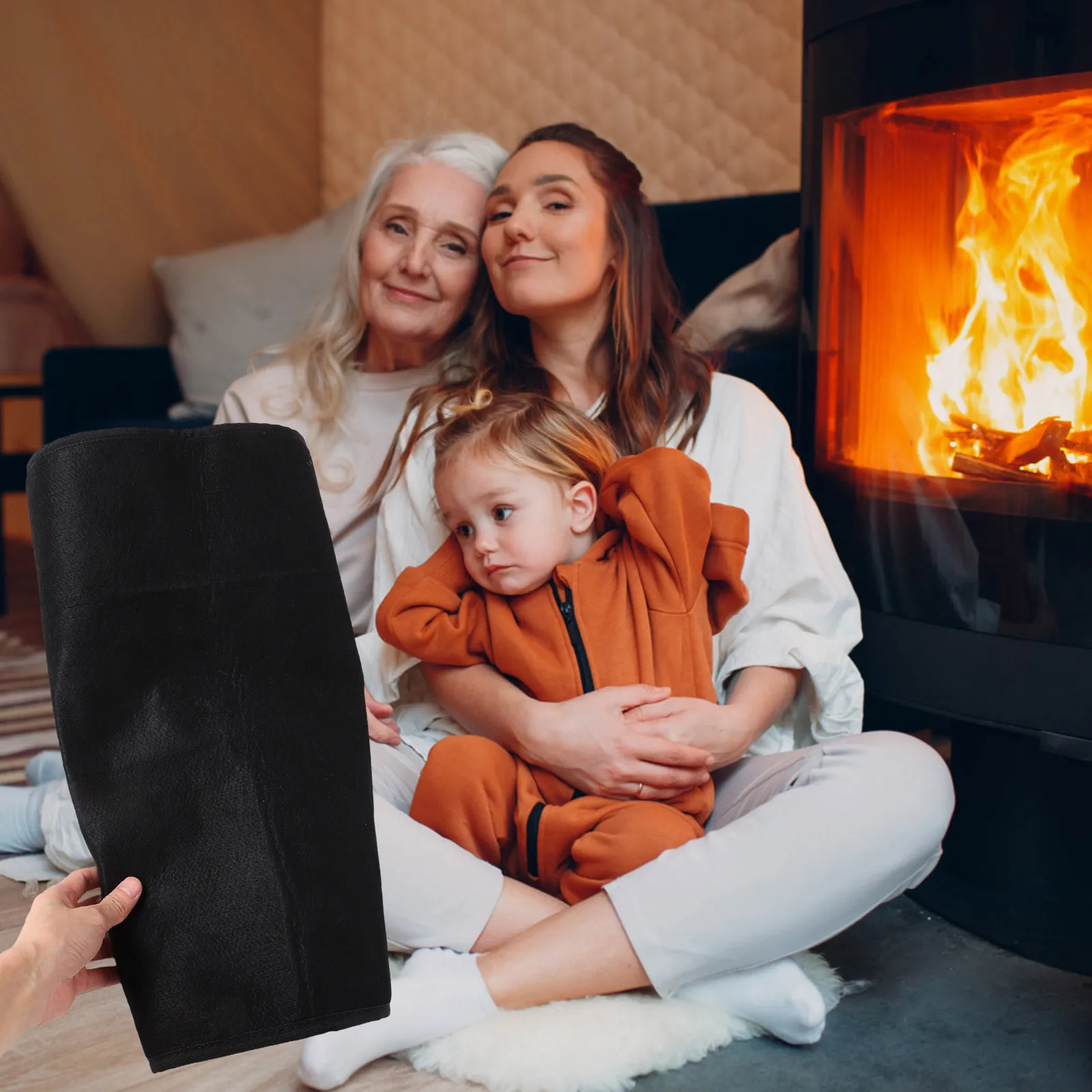

Fireplace Fireproof Pad Rug Half Round Hearth Protector Wood Stove Deck Pit Mat Heat Resistant Fireplace Floor Mat Durable
