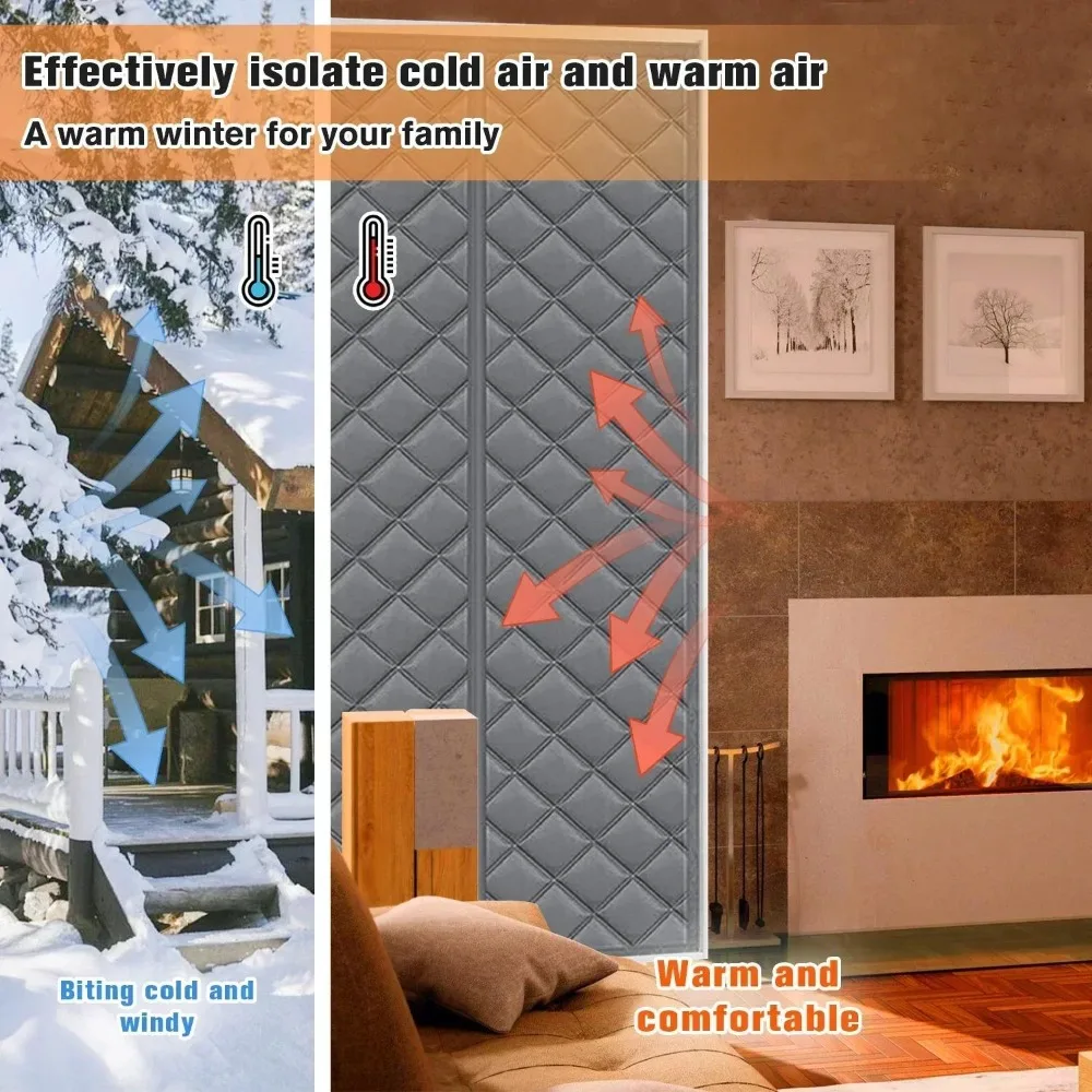 Thickened Winter Door Curtains for Household Use, Magnetic Insulation and Thermal Insulation, Windproof Curtains