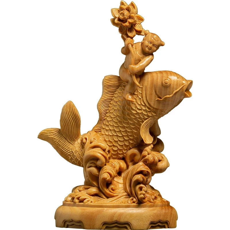 

Wood Carvings Every Year Lucky Fish Lucky Ornaments Niannianyouyu Creative Solid Wood Chinese Home For Decorations Crafts