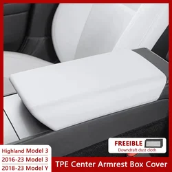 For Tesla Model 3 Y Armrest Protector Box Cover White Soft TPE Center Console Panel Pad Tesla Highland Model 3 Accessories Mat