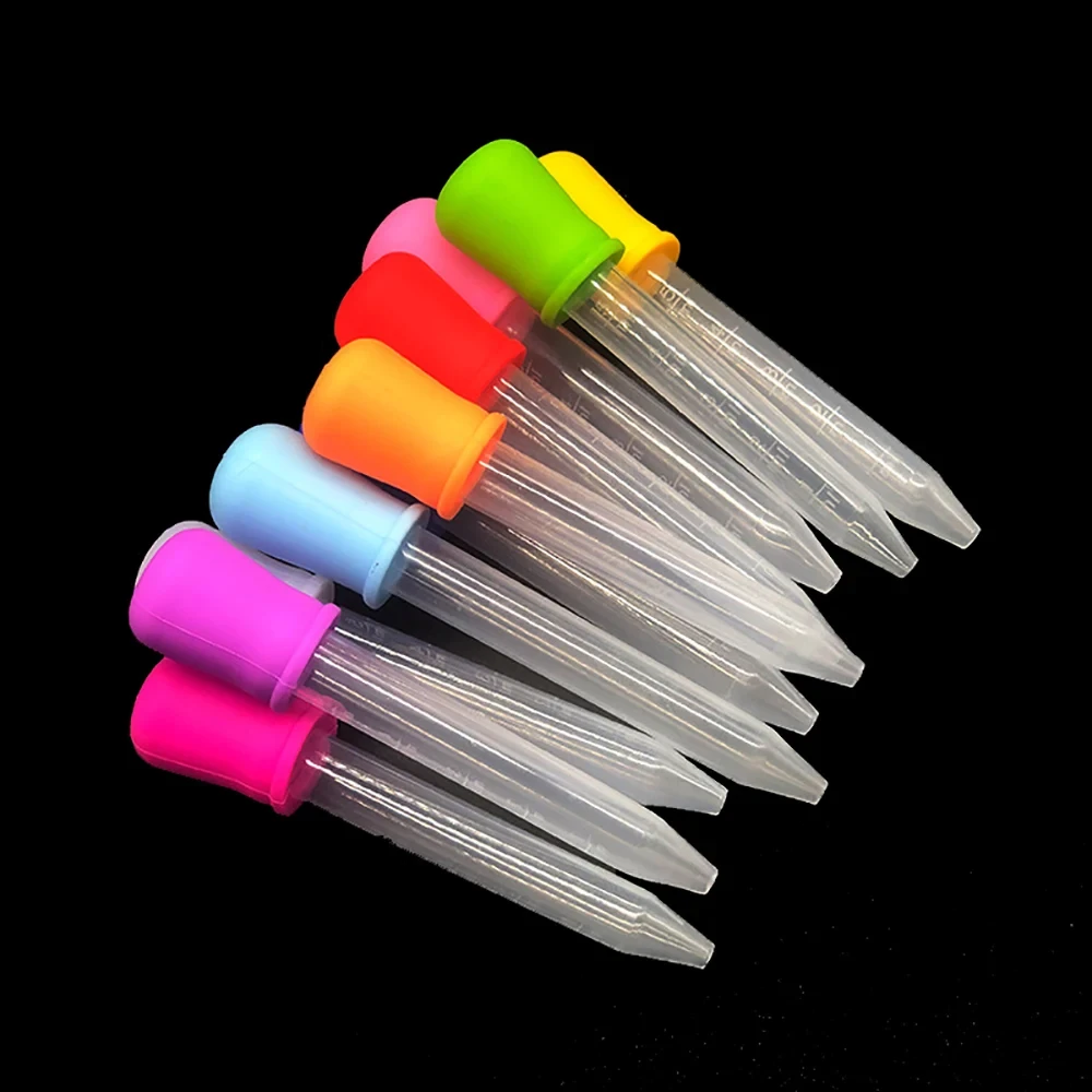 2PCS 5ml Silicone Plastic Pipette Dropper Feeding Medicine Liquid Eye Ear Pipette Dropper Lab Experiment Supplies Tool