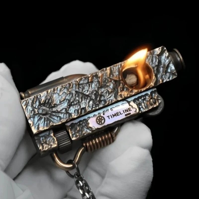 

Винтажная бензиновая зажигалка Barrett ручной работы, креативная зажигалка с резной латунью, коллекция хобби, аксессуары для курения, мужской подарок