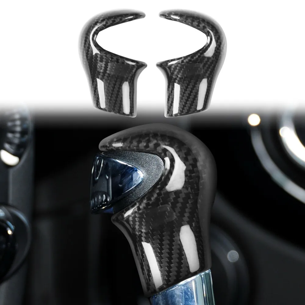 

2Pcs Carbon Fiber Car Gear Shift Knob Cover Sticker Head Trim Auto Interior Decoration Decal for Old MINI R55, R56, R58