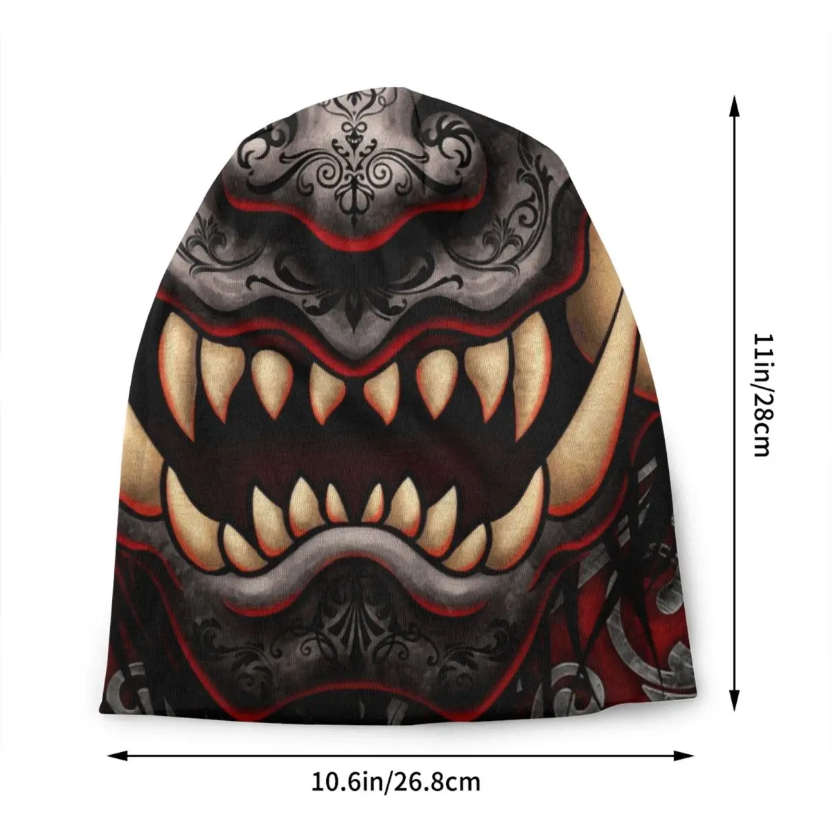 Gothic Oni Hannya Skullies Beanies Caps Unisex Winter Warm Knitting Hat Adult Japanese Samurai Demon Bonnet Hats Outdoor Ski Cap