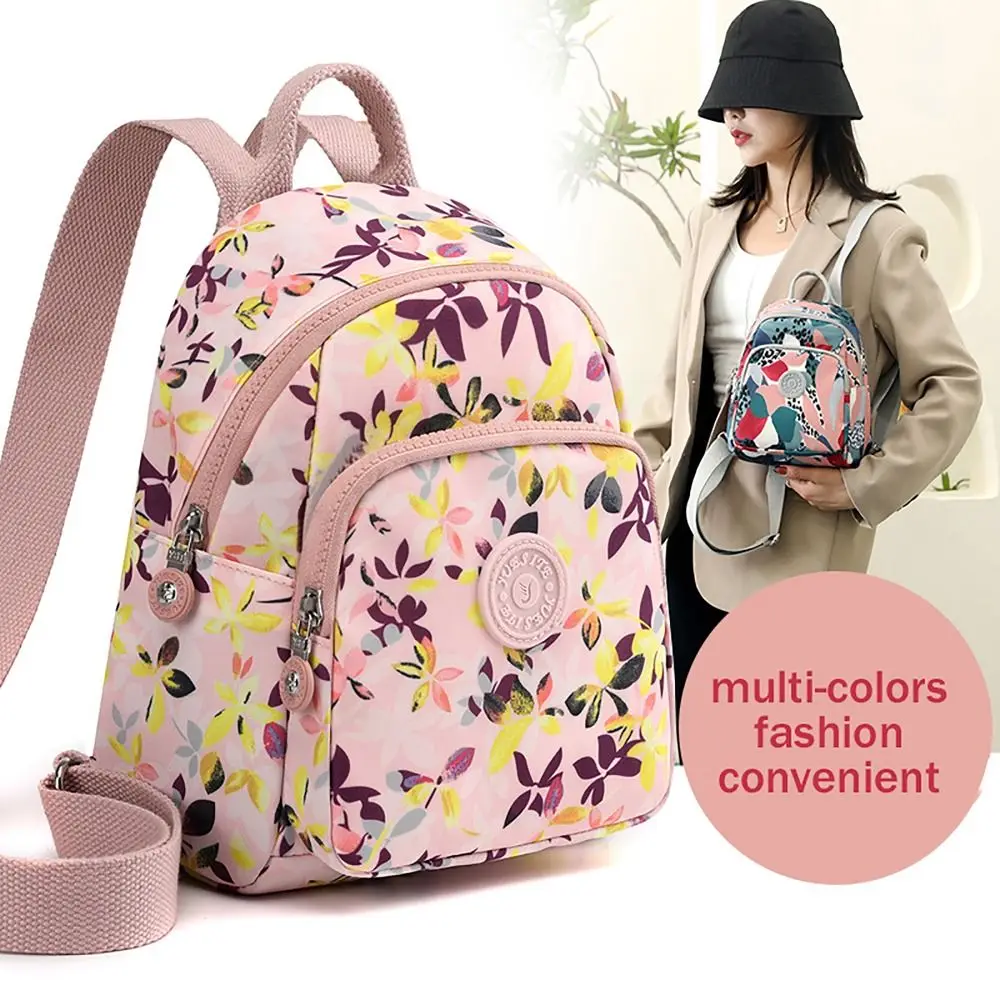 Nylon Backpack Convenient Printing Waterproof School Bags Large Capacity Student Bag Women Men