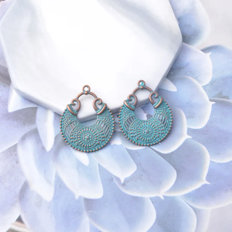 12pcs Bohemia Antique Bronze Charms Round Water Drop Pendant DIY Women's Jewelry Accessories image 5
