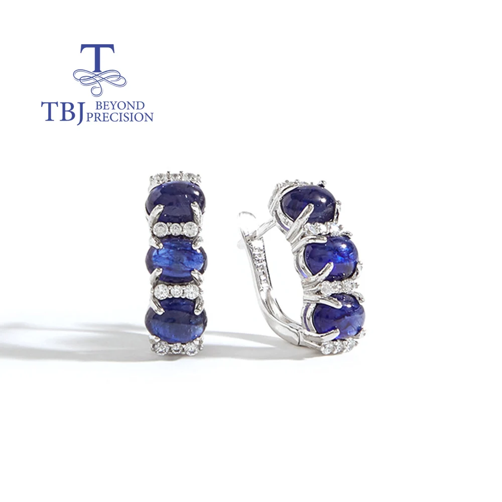 

925 Sterling silver natural filled sapphire earrings Light luxury precious lady anniversary engagement jewelry gift