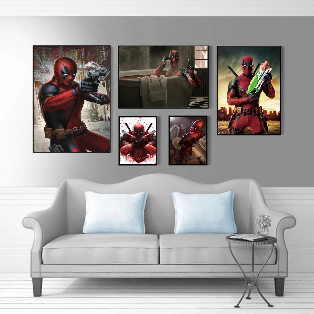 MINISO Marvel Avengers Superheroes Deadpool Home Living Room Bedroom Decorative Art Posters Kids Room Wall Mural Canvas Painting