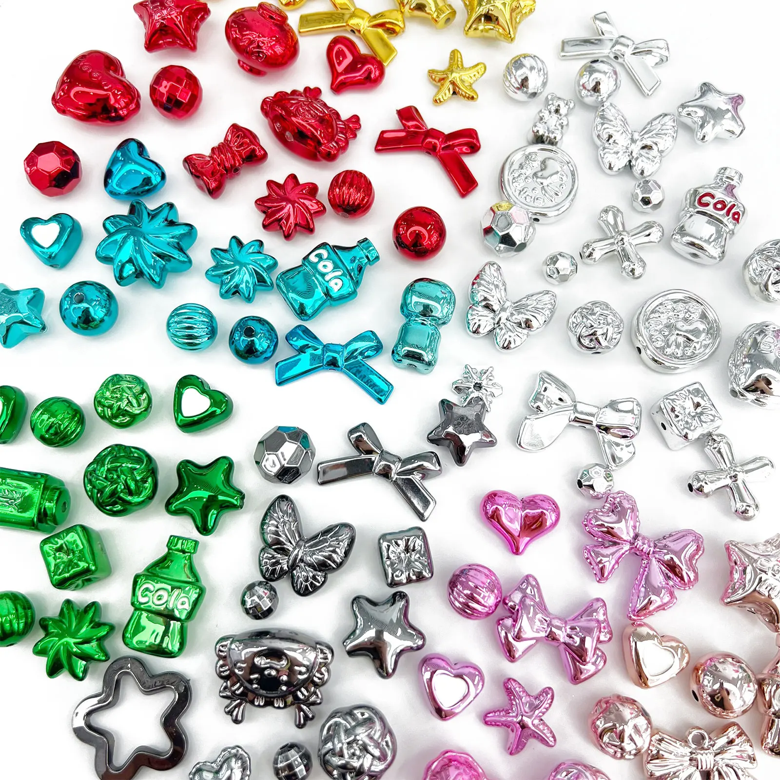 Metal Effect Y2K Beads For Jewelry Making Earrings Bracelet Phone Chain Beaded Pens Vintage Hairpin Accessories DIY Decorations